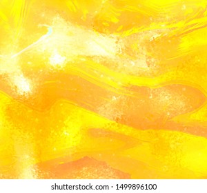 Gold color scribble hand drawn beauty magic vector abstract background, wallpaper, celebration card, print. Festive bright liquid paper texture oil blur illustration, design, frame, border