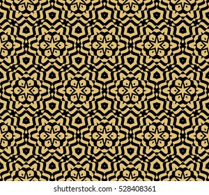 Gold color seamless floral pattern. Abstract line design. Vector illustration