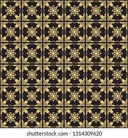 Gold color seamless geometric pattern. Based on old greek, arabic and turkish motifs. For textile, invitations, banners and other
