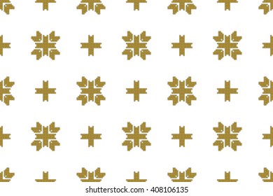 gold color Seamless pattern of round pixel mosaic design as textiles, presentations, wallpapers. Vector Image.