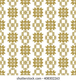 gold color Seamless pattern of round pixel mosaic design as textiles, presentations, wallpapers. Vector Image.