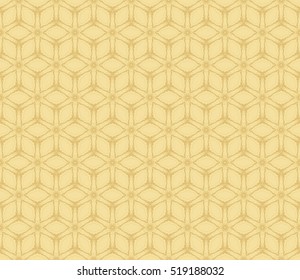 Gold color Seamless texture of cubes. Optical illusion. Vector illustration.