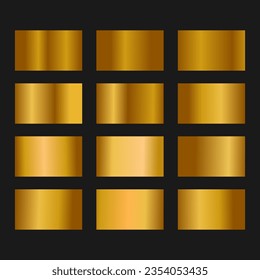 gold color set. Gold metal background or brushed steel texture