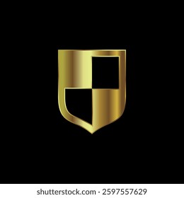 Gold Color Shield Secure Protection Icon Vector Template