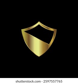 Gold Color Shield Secure Protection Icon Vector Template