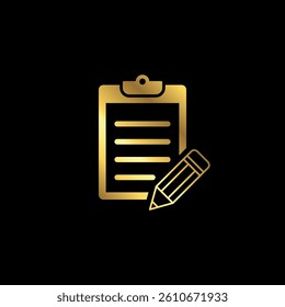Gold Color Simple Clipboard Icon Vector Template