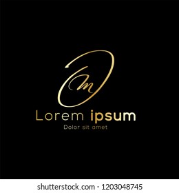 Gold color, Simple initial luxury Letter Type M Logo Sign Symbol Icon