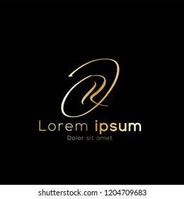 Gold color, Simple initial luxury Letter Type R Logo Sign Symbol Icon