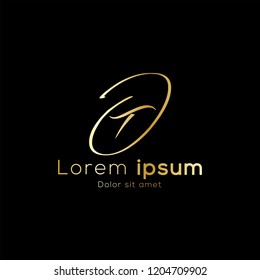 Gold color, Simple initial luxury Letter Type T Logo Sign Symbol Icon