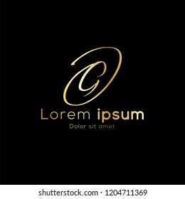 Gold color, Simple initial luxury Letter Type G Logo Sign Symbol Icon
