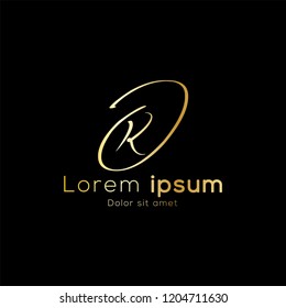 Gold color, Simple initial luxury Letter Type K R  Logo Sign Symbol Icon