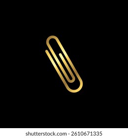 Gold Color Simple Paperclip Icon Vector Template