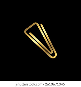 Gold Color Simple Paperclip Icon Vector Template