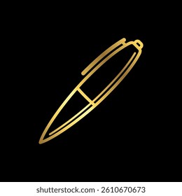 Gold Color Simple Pen Icon Vector Template