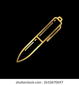 Gold Color Simple Pen Icon Vector Template