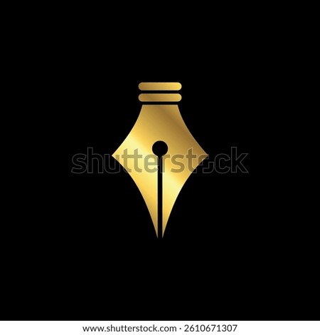 Gold Color Simple Pen Icon Vector Template
