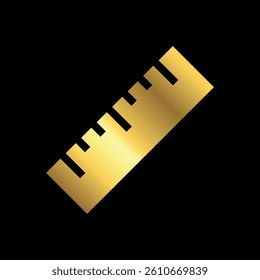 Gold Color Simple Ruler Icon Vector Template