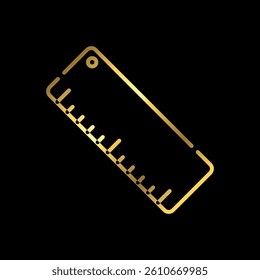 Gold Color Simple Ruler Icon Vector Template