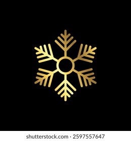 Gold Color Snowflake Icon Vector Template