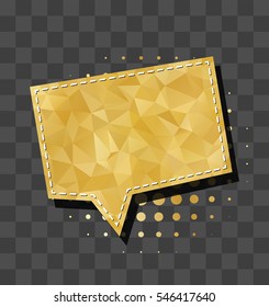 Gold color sparkle comic text balloon square sound effects. Vector glitter icon speech phrase, cartoon label tag expression, sounds illustration. Comics book empty cloud bubble