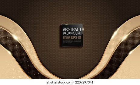 gold color sparkle luxury background, brown tone, curve lines overlap layer shadow gradients space composition, 3840 x 2160 monitor size for banner, layout, minimal template design