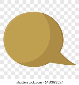 Gold color speech bubbles without text on transparent background. Vector illustration in a flat style