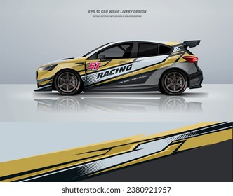 gold color Sporty racing car wrap design