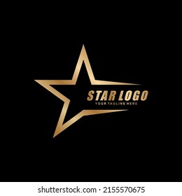 diseño vectorial de estrella de color dorado con estilo elegante, fresco, creativo y moderno. tipo de logotipo estrella con fondo negro
