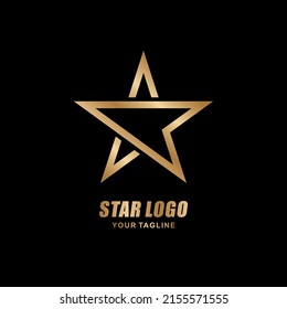 diseño vectorial de estrella de color dorado con estilo elegante, fresco, creativo y moderno. tipo de logotipo estrella con fondo negro