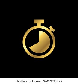 Gold Color Stopwatch Icon Vector Template