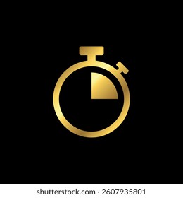 Gold Color Stopwatch Icon Vector Template