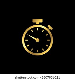 Gold Color Stopwatch Icon Vector Template