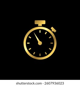 Gold Color Stopwatch Icon Vector Template