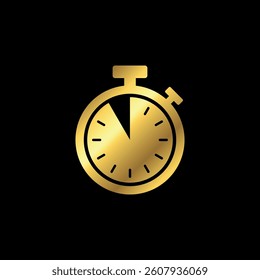 Gold Color Stopwatch Icon Vector Template