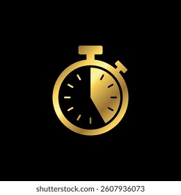 Gold Color Stopwatch Icon Vector Template