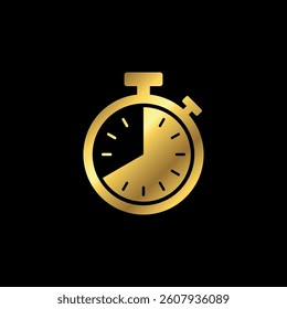 Gold Color Stopwatch Icon Vector Template