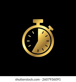Gold Color Stopwatch Icon Vector Template