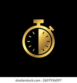Gold Color Stopwatch Icon Vector Template