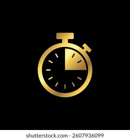 Gold Color Stopwatch Icon Vector Template