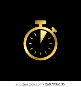 Gold Color Stopwatch Icon Vector Template