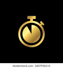 Gold Color Stopwatch Icon Vector Template