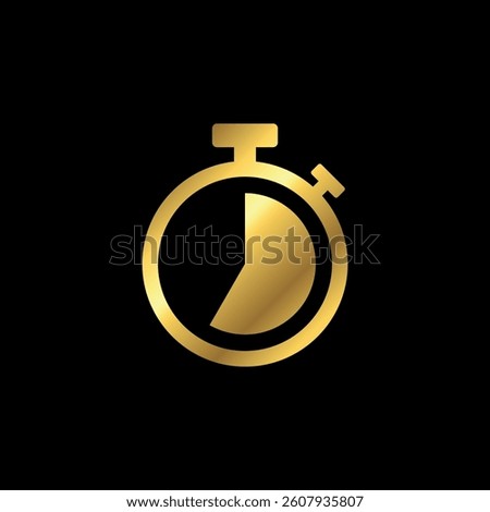 Gold Color Stopwatch Icon Vector Template