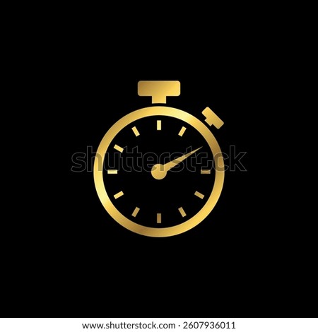 Gold Color Stopwatch Icon Vector Template