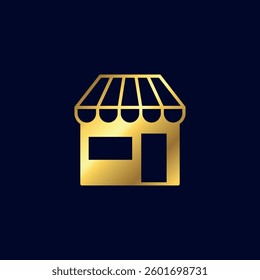 Gold Color Store Shop Icon Vector Template