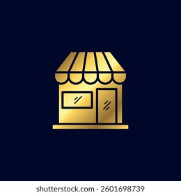 Gold Color Store Shop Icon Vector Template