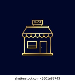 Gold Color Store Shop Icon Vector Template