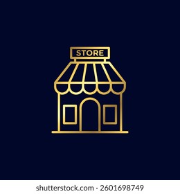 Gold Color Store Shop Icon Vector Template