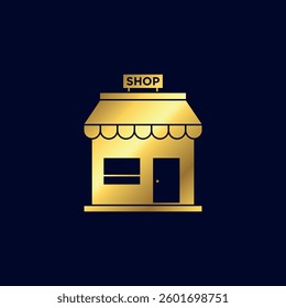 Gold Color Store Shop Icon Vector Template