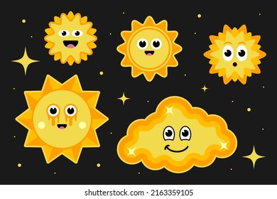 Gold Color Sun and Cloud Illustration Designn