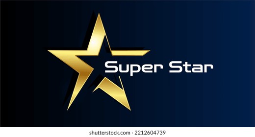 Gold color super luxury super star logo design template vector